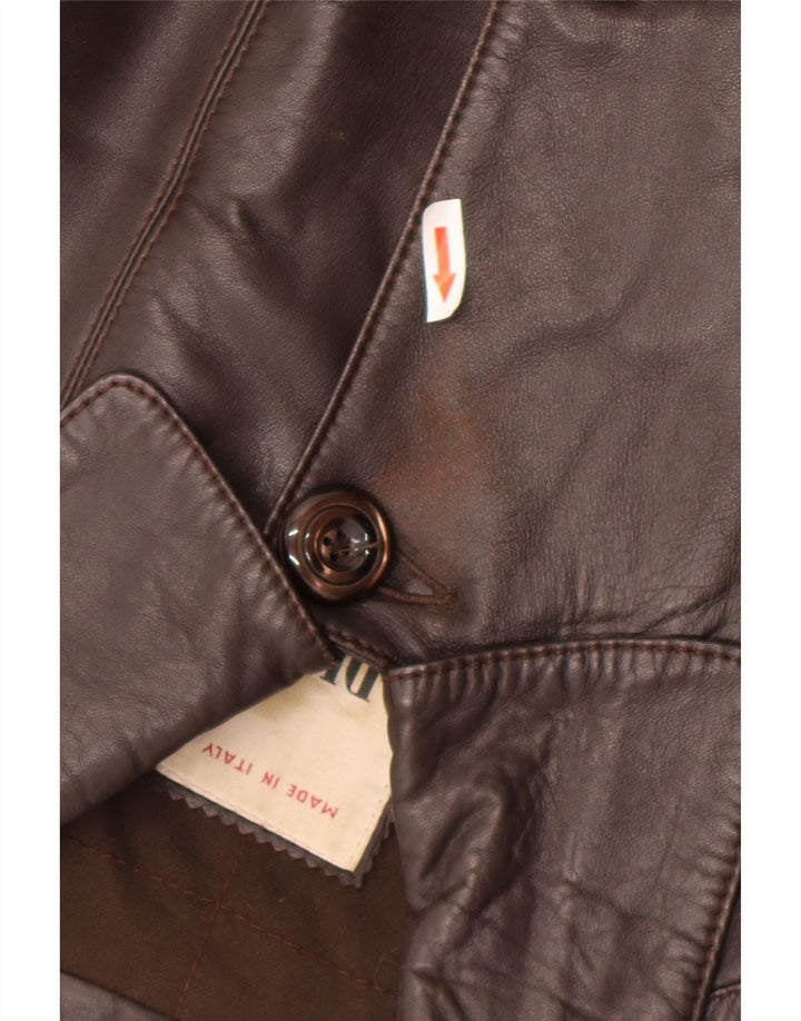 Dibi Womens Leather Coat IT 48 XL Brown Leather