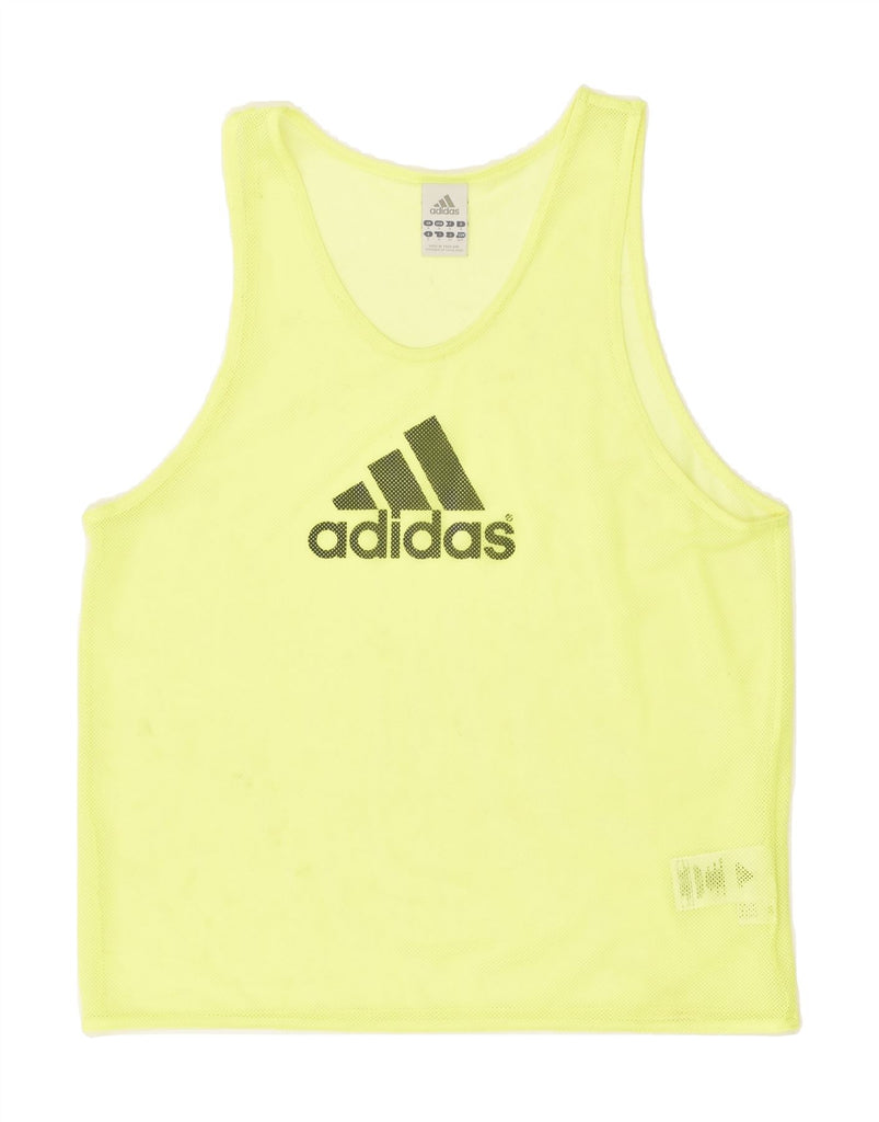 ADIDAS Womens Graphic Vest Top UK 10 Small Yellow Polyester | Vintage Adidas | Thrift | Second-Hand Adidas | Used Clothing | Messina Hembry 