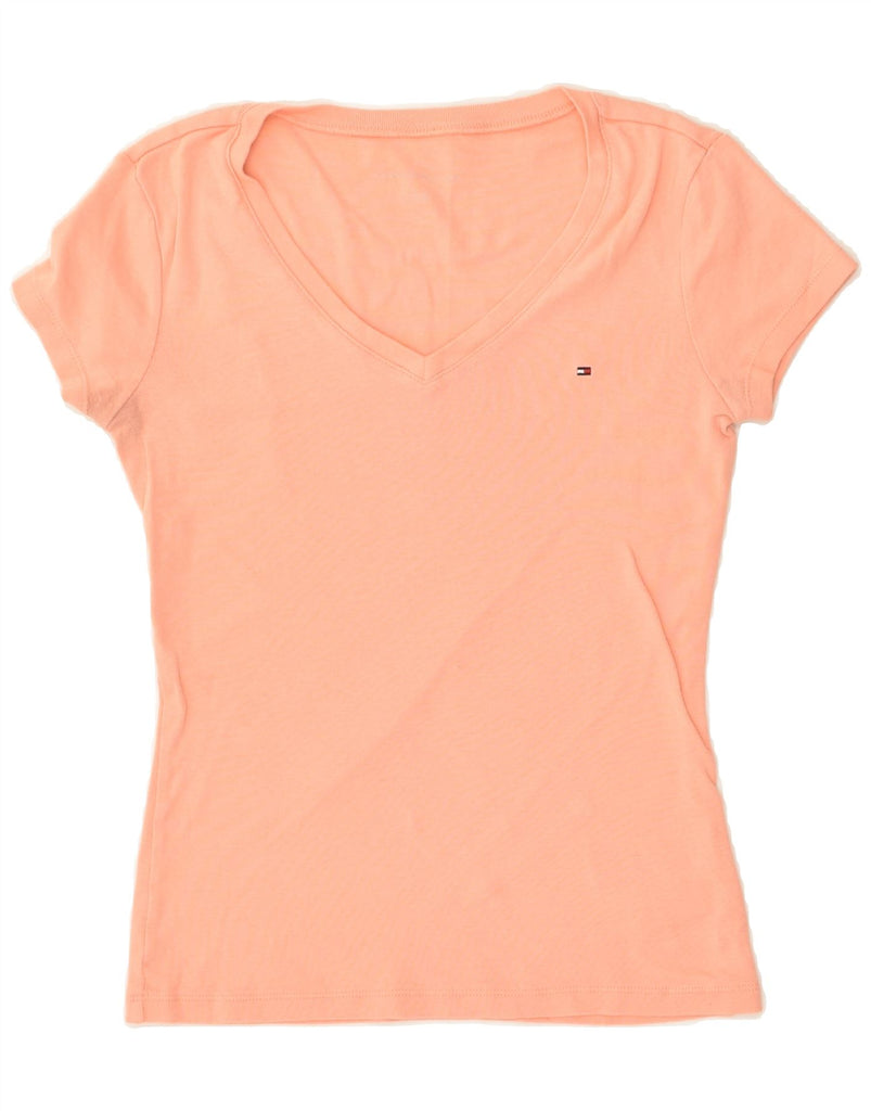 TOMMY HILFIGER Womens T-Shirt Top UK 8 Small Orange Cotton | Vintage Tommy Hilfiger | Thrift | Second-Hand Tommy Hilfiger | Used Clothing | Messina Hembry 