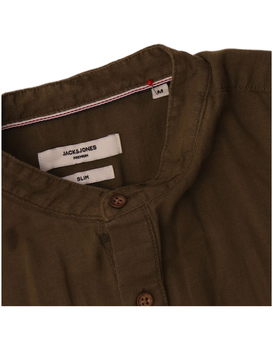 Jack & Jones Mens Premium Slim Pullover Shirt Medium Khaki Cotton