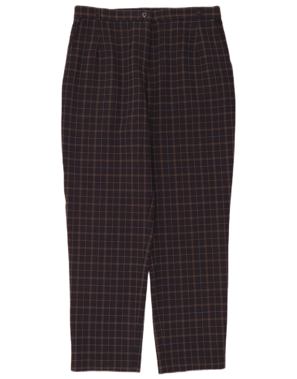 Marks & Spencer Womens Chino Trousers UK 14 Large W32 L28 Navy Blue Check