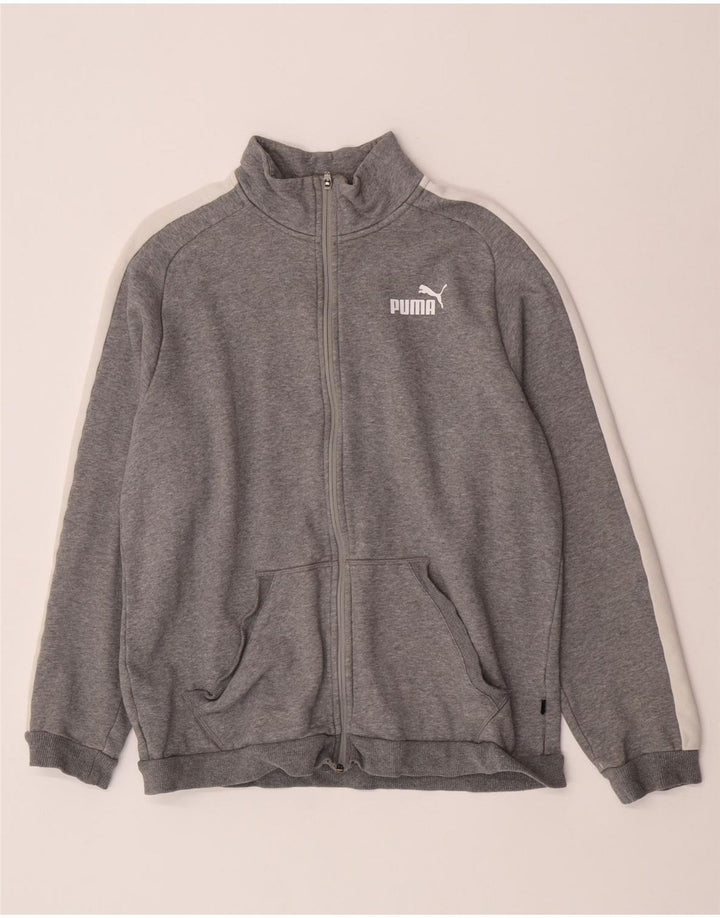 Puma Womens Tracksuit Top Jacket UK 16 Large Grey Colourblock Cotton