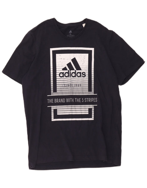 Adidas Mens Graphic T-Shirt Top XL Navy Blue Cotton