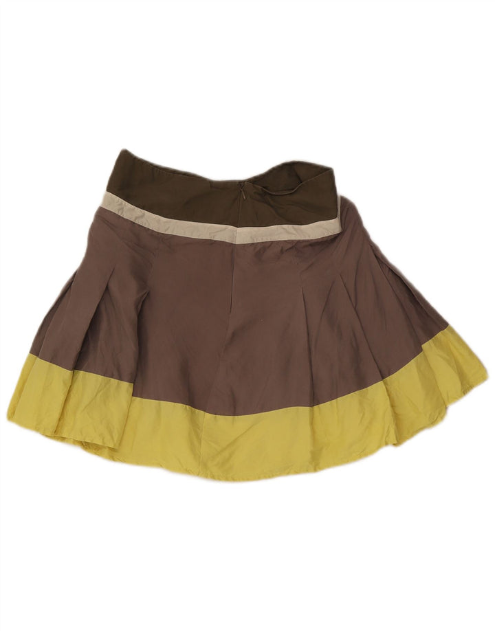 Max & Co. Womens Tennis Skirt W28 Medium Brown Colourblock Silk