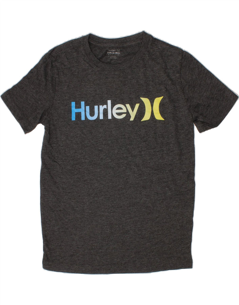 HURLEY Boys Graphic T-Shirt Top 10-11 Years Medium  Grey Flecked Polyester Vintage Hurley and Second-Hand Hurley from Messina Hembry 