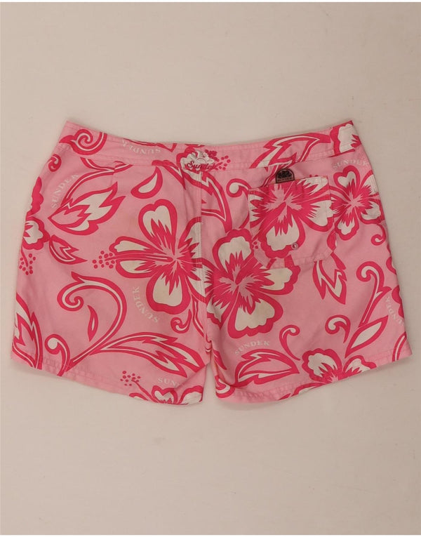Sundek Girls Swimming Shorts 13-14 Years W29 Pink Floral Polyester