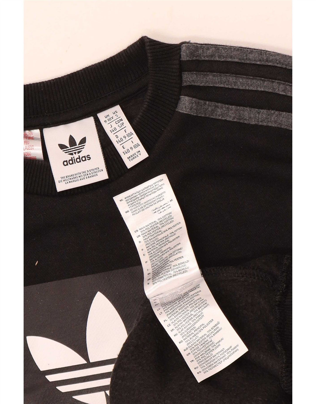 Adidas Boys Graphic Sweatshirt Jumper 9-10 Years Black Cotton