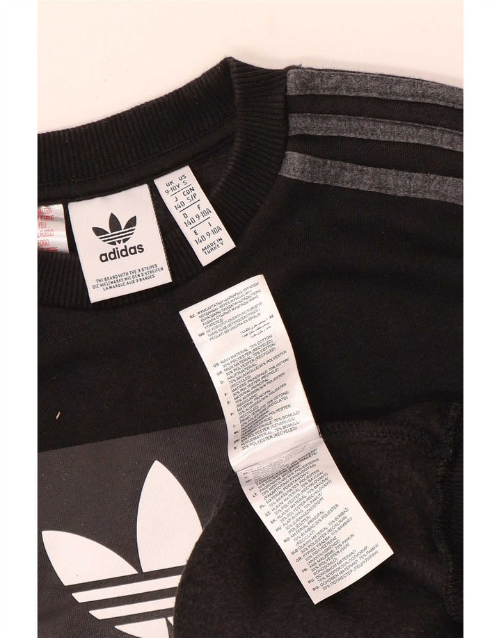 Adidas Boys Graphic Sweatshirt Jumper 9-10 Years Black Cotton