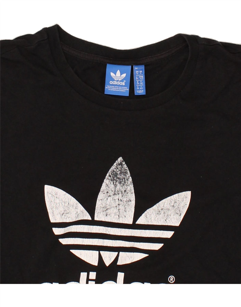 ADIDAS Womens Graphic T-Shirt Top UK 10 Small  Black Cotton | Vintage Adidas | Thrift | Second-Hand Adidas | Used Clothing | Messina Hembry 