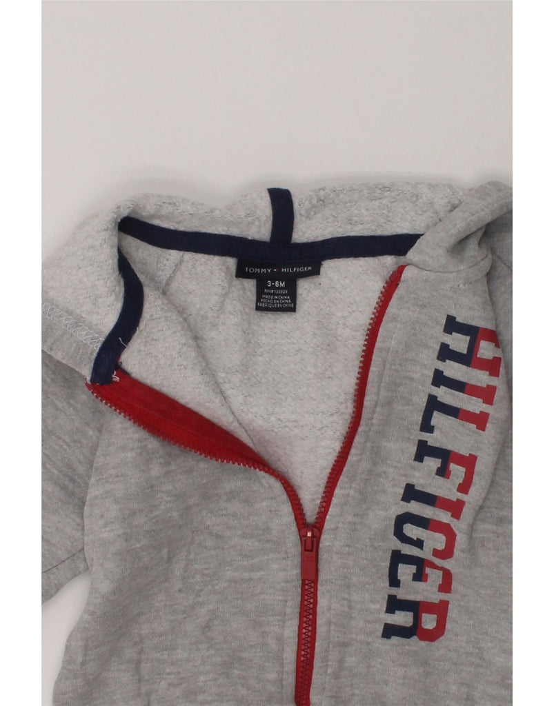 TOMMY HILFIGER Baby Boys Graphic Zip Hoodie Sweater 3-6 Months Grey Cotton | Vintage Tommy Hilfiger | Thrift | Second-Hand Tommy Hilfiger | Used Clothing | Messina Hembry 