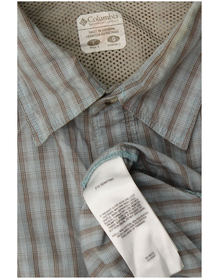 Columbia Mens Shirt Large Blue Check Cotton