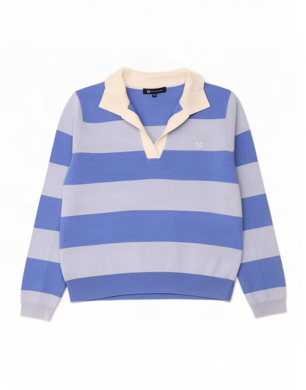 Crew Clothing Womens Polo Neck Jumper Sweater UK 14 Large Blue Striped