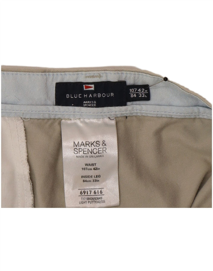 Marks & Spencer Womens Blue Harbour Straight Chino Trousers W42 L33 Grey