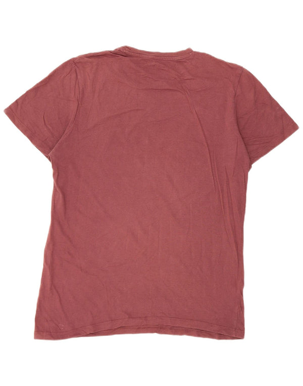 Jack & Jones Mens Graphic T-Shirt Top Large Burgundy Cotton