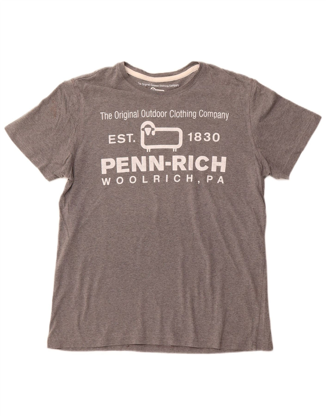 WOOLRICH Womens Penn-Rich Graphic T-Shirt Top UK 14 Large Grey Flecked