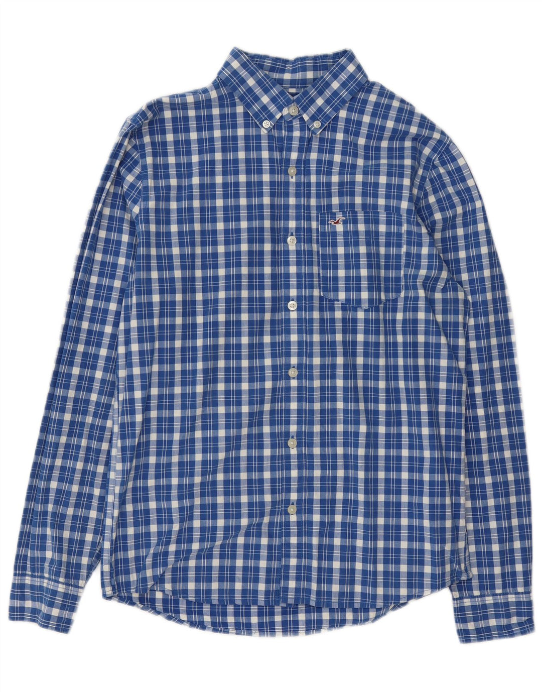 Hollister Mens Checked  Shirt Medium Blue Check Cotton