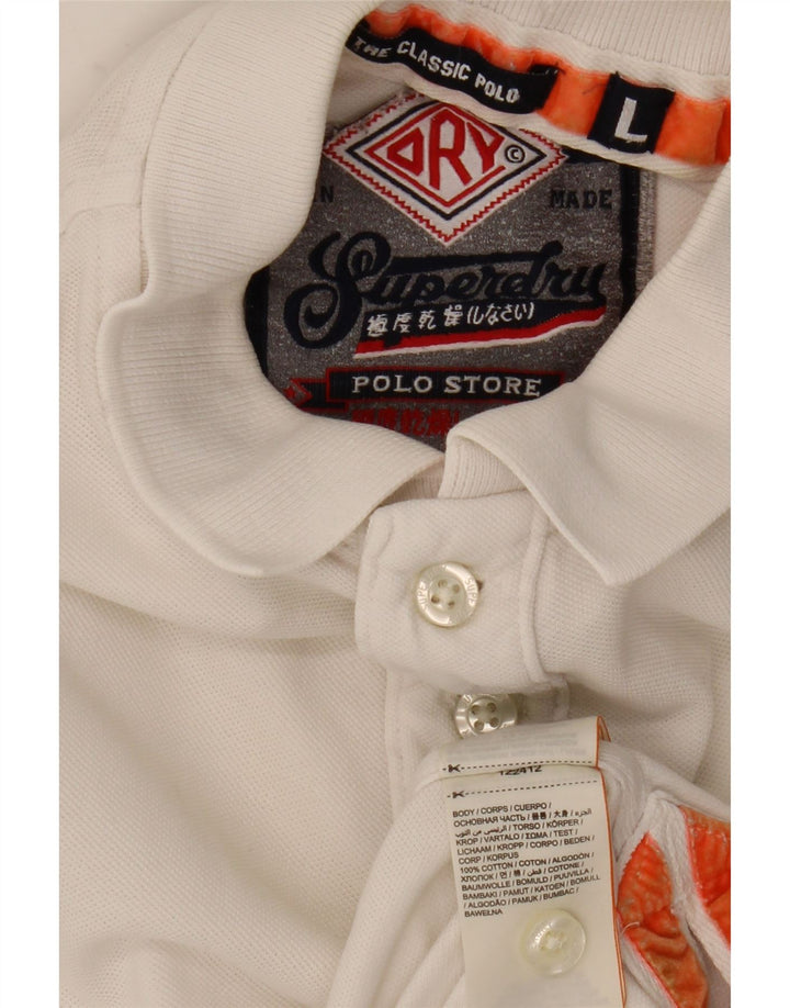 Superdry Mens Polo Shirt Large White Cotton