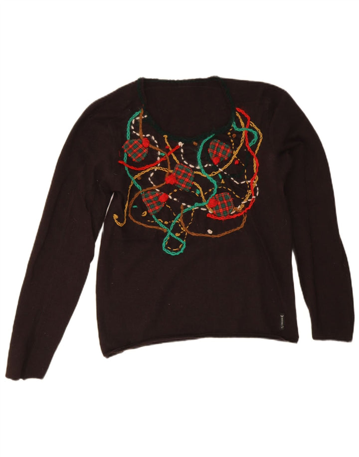 Armani Jeans Womens Abstract Pattern Boat Neck Jumper Sweater UK 10 Small B