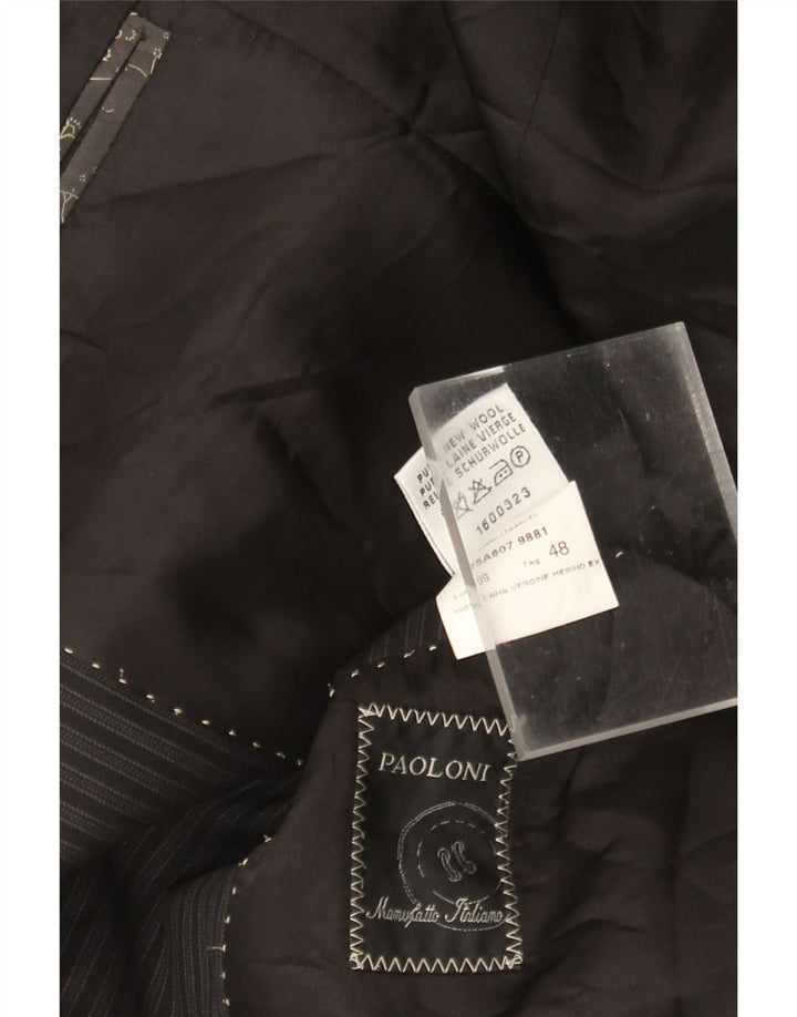 Paoloni Mens 3 Button Blazer Jacket IT 48 Medium Black Pinstripe