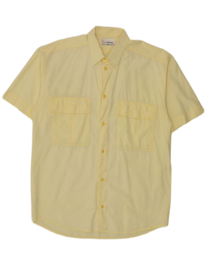 Stefanel Mens Short Sleeve Shirt Medium Yellow Cotton