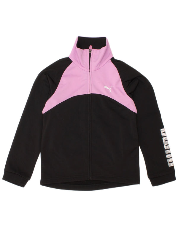 PUMA Girls Tracksuit Top Jacket 5-6 Years Black Colourblock Polyester