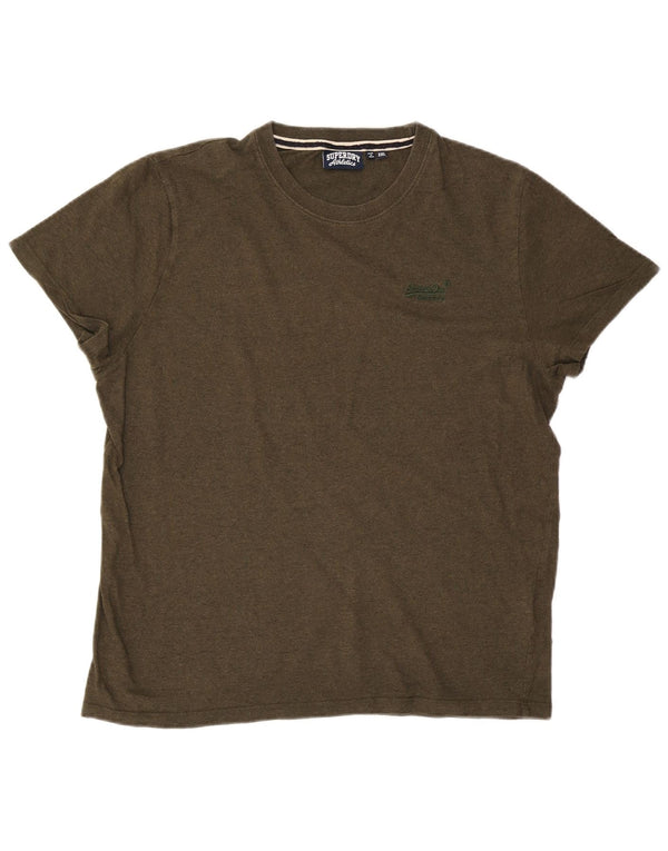 Superdry Mens T-Shirt Top 2XL Khaki Cotton