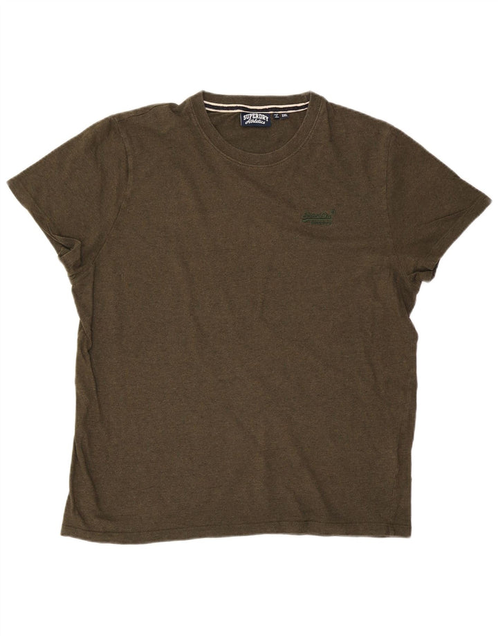 Superdry Mens T-Shirt Top 2XL Khaki Cotton