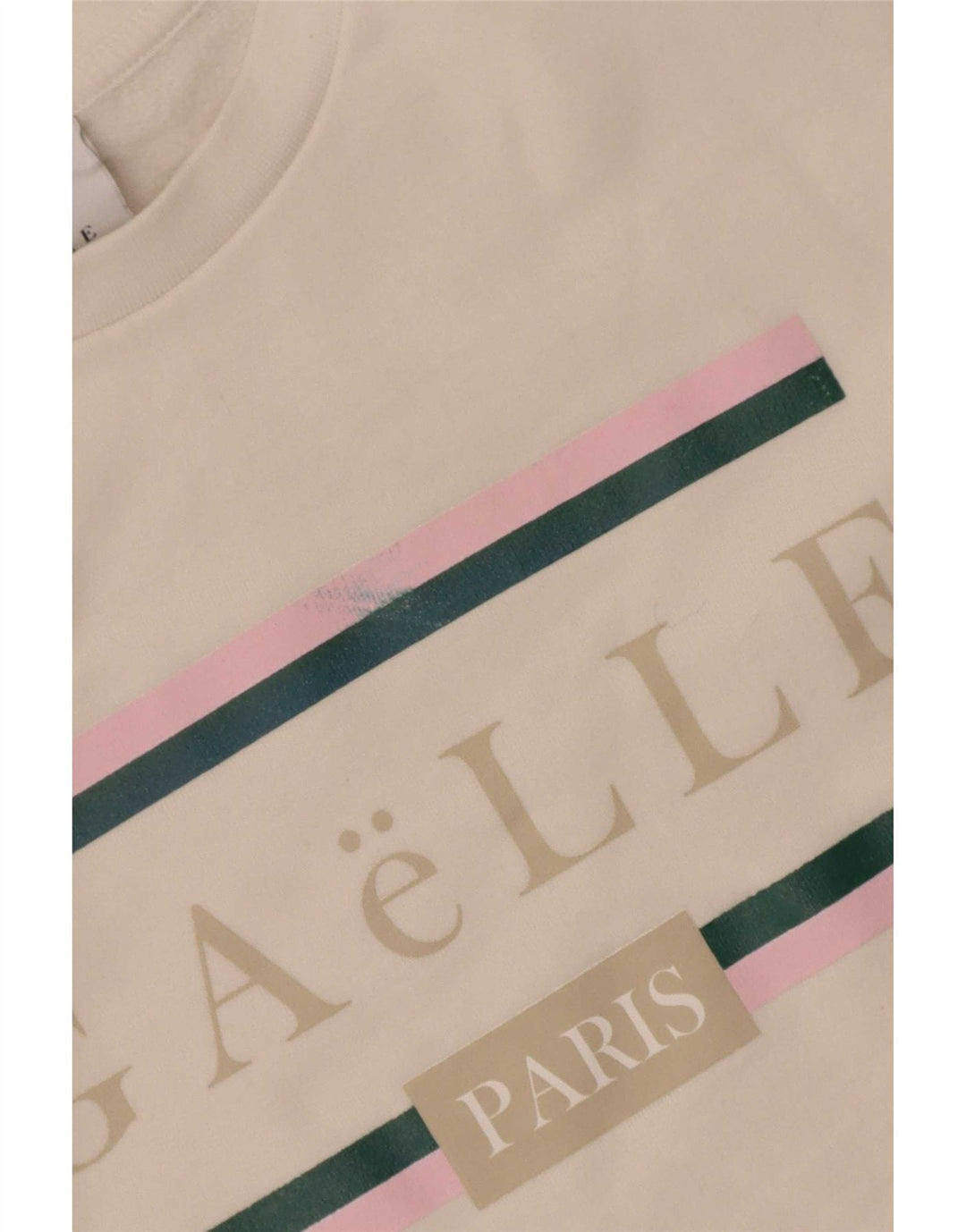 Gaelle Womens Graphic Sweatshirt Jumper UK 14 Medium White Cotton