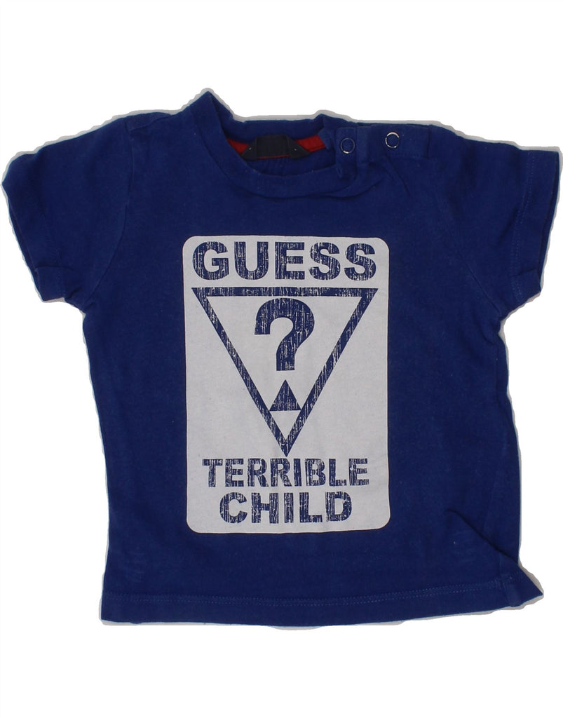 GUESS Baby Boys Graphic T-Shirt Top 6-9 Months Navy Blue Cotton Vintage Guess and Second-Hand Guess from Messina Hembry 