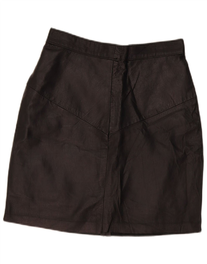 Vintage Womens Leather Skirt W28 Medium Black