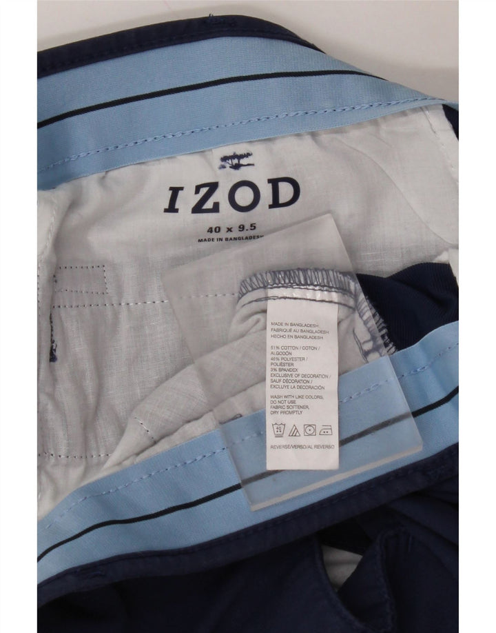 IZOD Mens Chino Shorts W40 XL Navy Blue Cotton