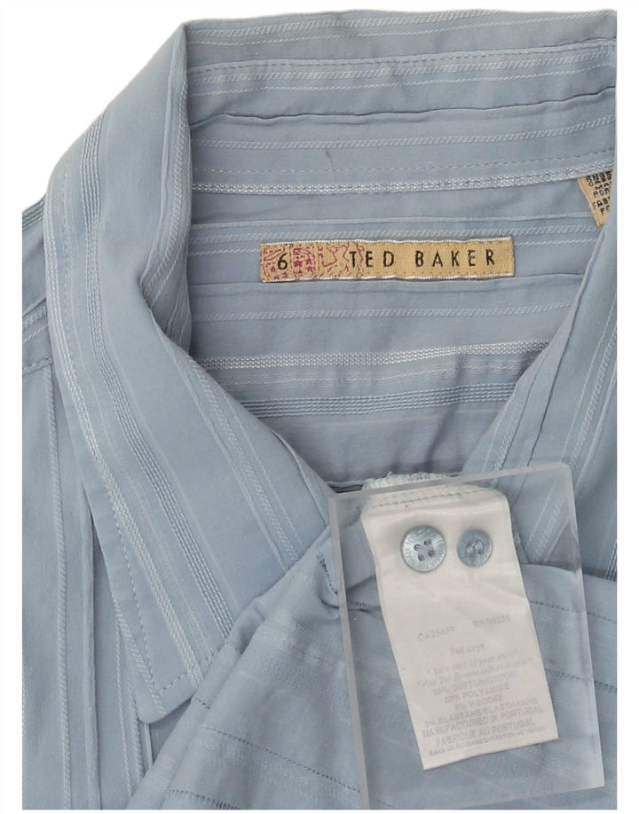 TED BAKER Mens Shirt Size 6 2XL Blue Striped Cotton