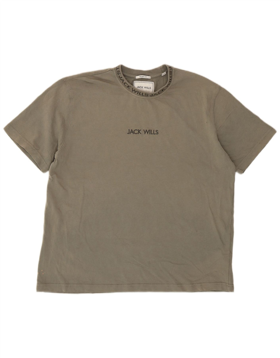 Jack Wills Mens Relaxed Fit T-Shirt Top Medium Khaki Cotton