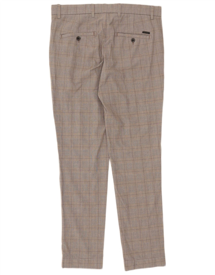 Jack & Jones Mens Slim Suit Trousers W33 L32 Grey Check