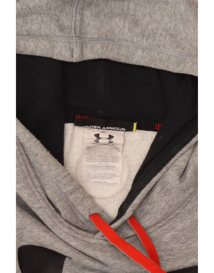UNDER ARMOUR Mens Graphic Hoodie Jumper Large Grey Flecked Cotton