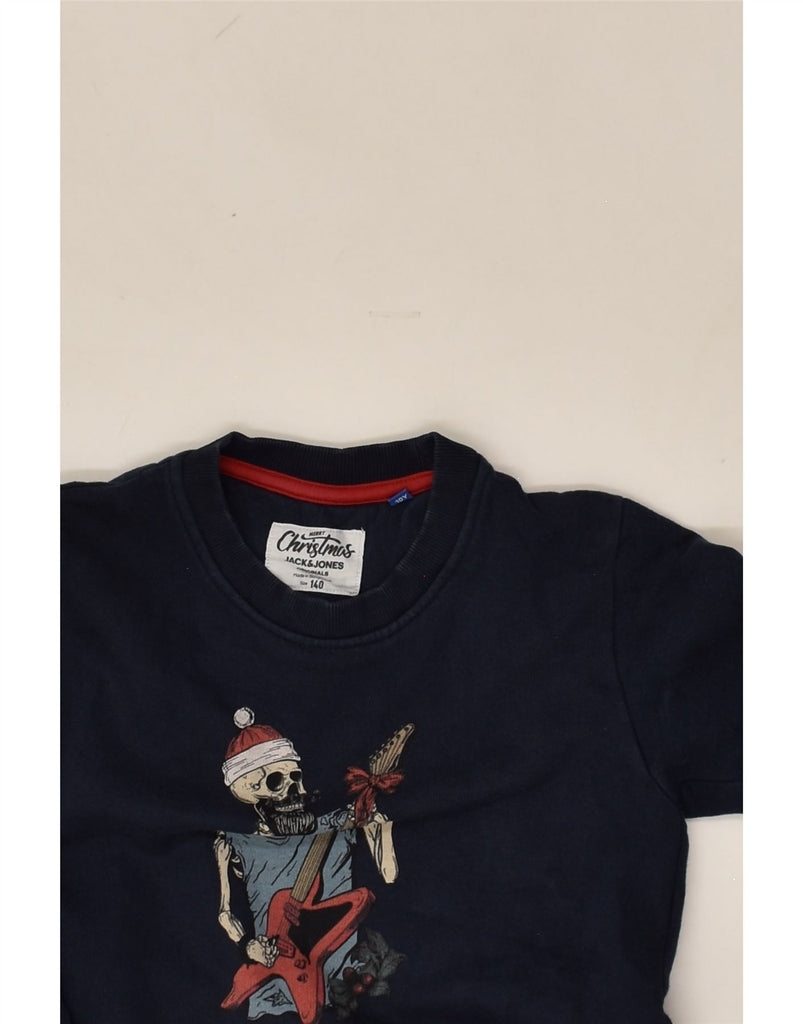 JACK & JONES Boys Graphic Sweatshirt Jumper 9-10 Years Navy Blue Cotton | Vintage Jack & Jones | Thrift | Second-Hand Jack & Jones | Used Clothing | Messina Hembry 