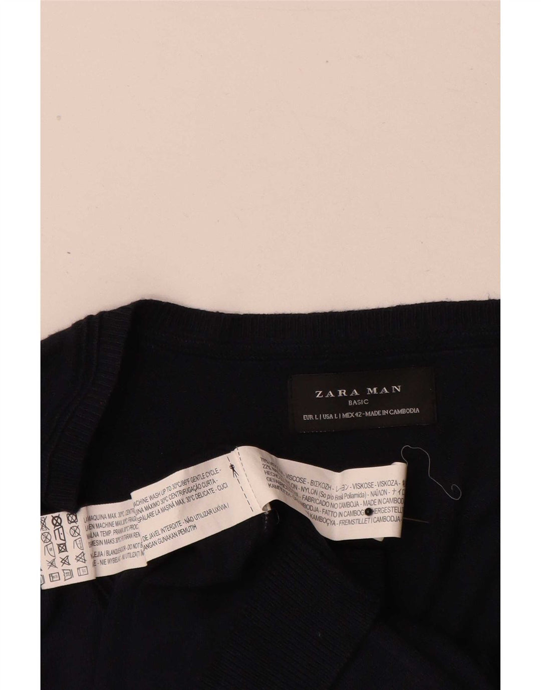 Zara Mens V-Neck Jumper Sweater Large Navy Blue Viscose