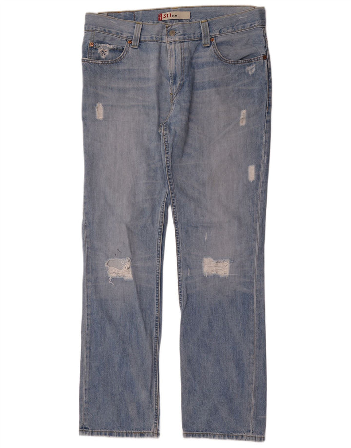 Levi's Mens 511 Distressed Slim Jeans W38 L34 Blue Cotton