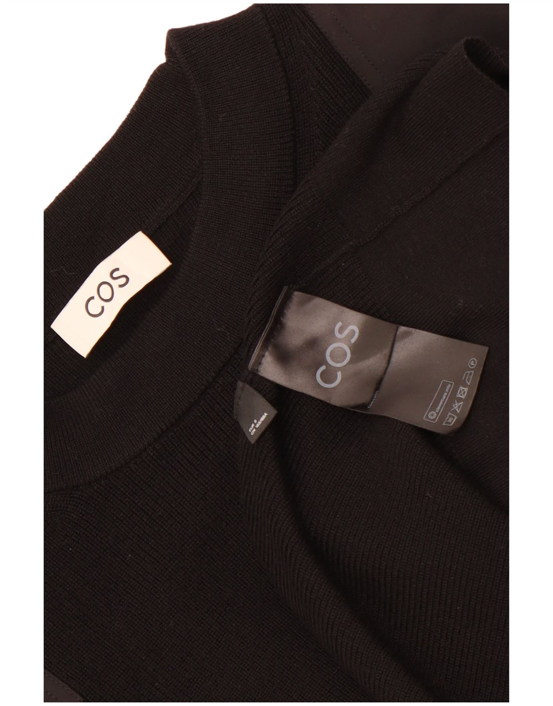 Cos Mens Loose Fit Crew Neck Jumper Sweater Small Black Wool
