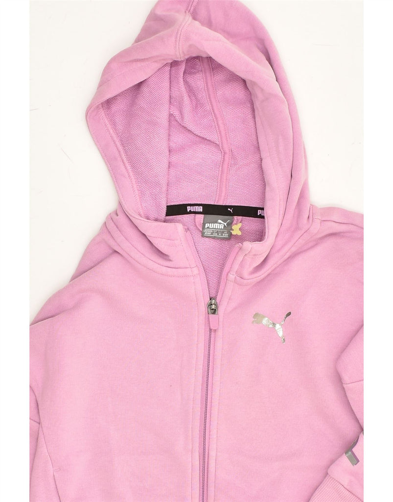 PUMA Girls Graphic Zip Hoodie Sweater 3-4 Years Pink Cotton | Vintage Puma | Thrift | Second-Hand Puma | Used Clothing | Messina Hembry 