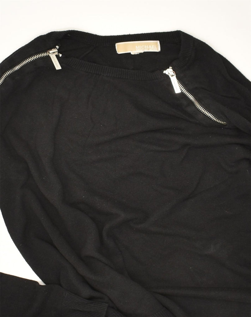 MICHAEL KORS Womens Crew Neck Jumper Sweater UK 14 Large Black Cotton | Vintage Michael Kors | Thrift | Second-Hand Michael Kors | Used Clothing | Messina Hembry 