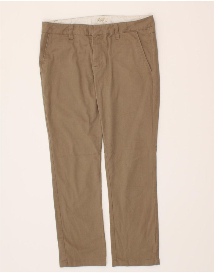 VOLCOM Womens Straight Casual Trousers US 5 Medium W30 L27 Brown Cotton Vintage Volcom and Second-Hand Volcom from Messina Hembry 