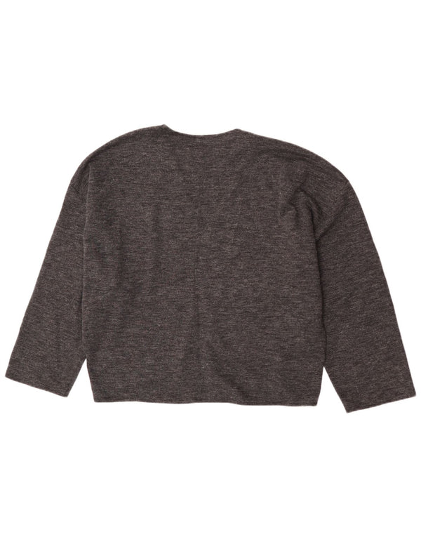 Zara Womens 3/4 Sleeve V-Neck Jumper Sweater UK 16 Large Grey Flecked