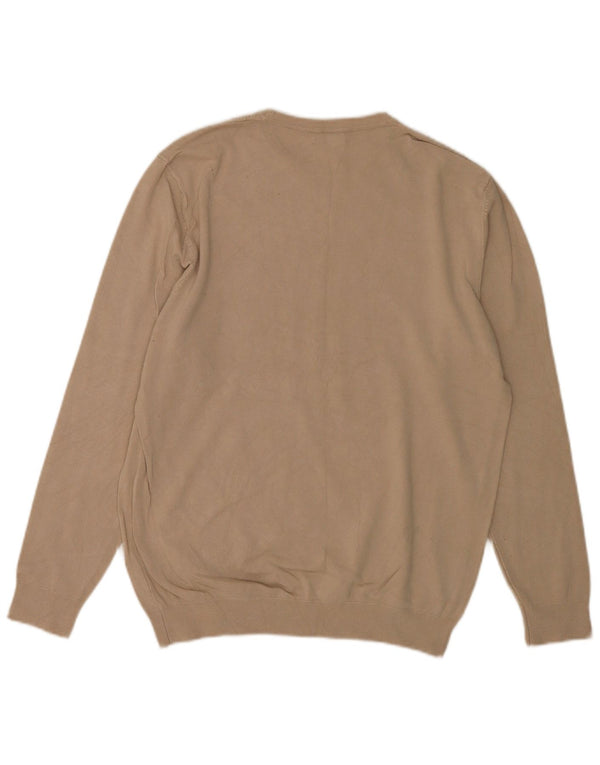 Zara Mens Crew Neck Jumper Sweater Medium Beige