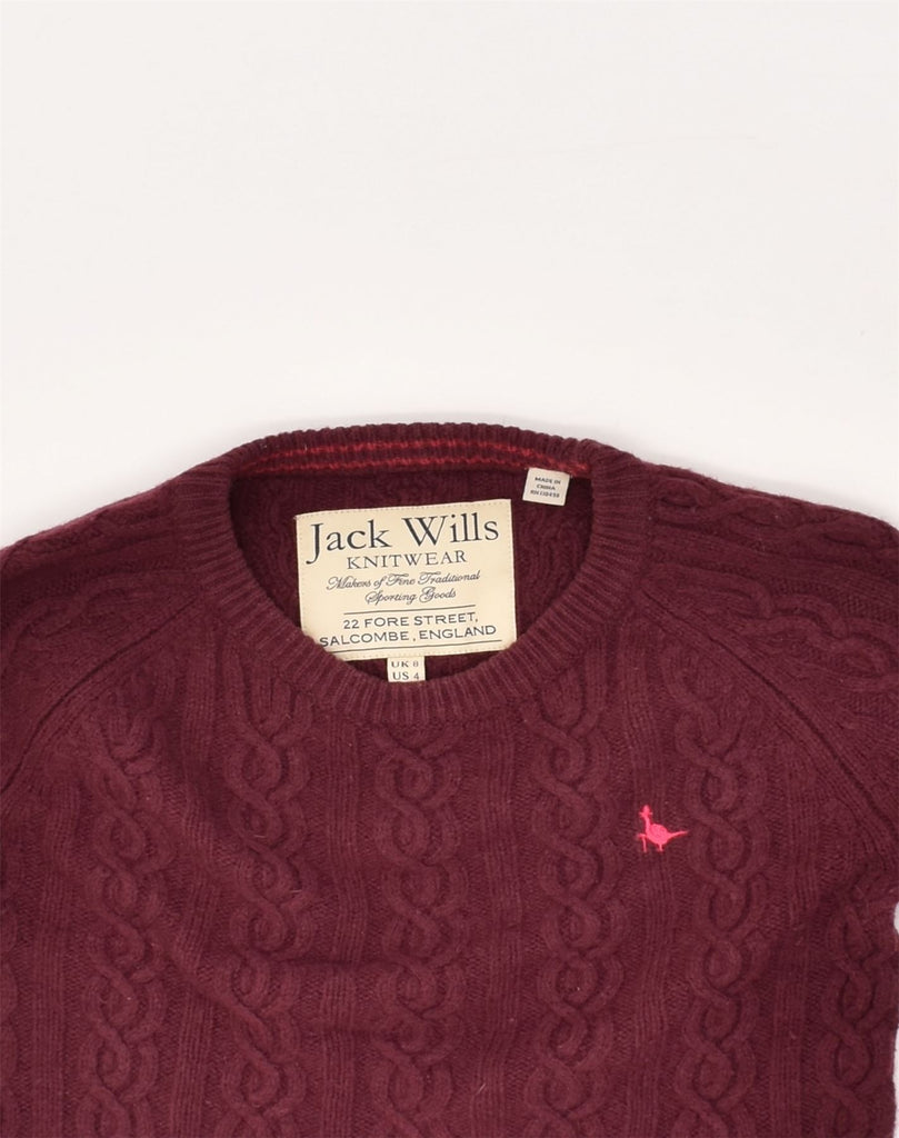 JACK WILLS Womens Crew Neck Jumper Sweater UK 8 Small  Burgundy | Vintage Jack Wills | Thrift | Second-Hand Jack Wills | Used Clothing | Messina Hembry 