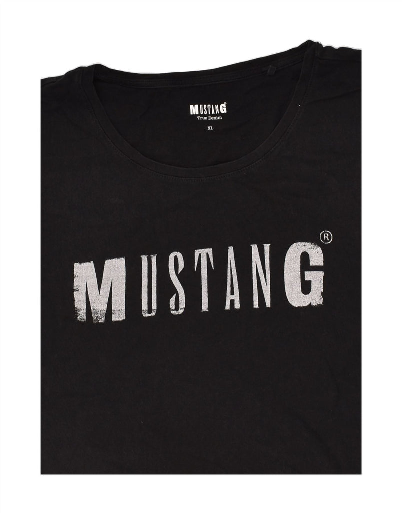 MUSTANG Womens Graphic T-Shirt Top UK 18 XL Black Cotton | Vintage Mustang | Thrift | Second-Hand Mustang | Used Clothing | Messina Hembry 