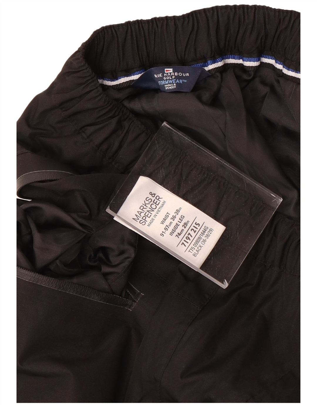 Marks & Spencer Mens Blue Harbour Straight Casual Trousers W36 L28 Black