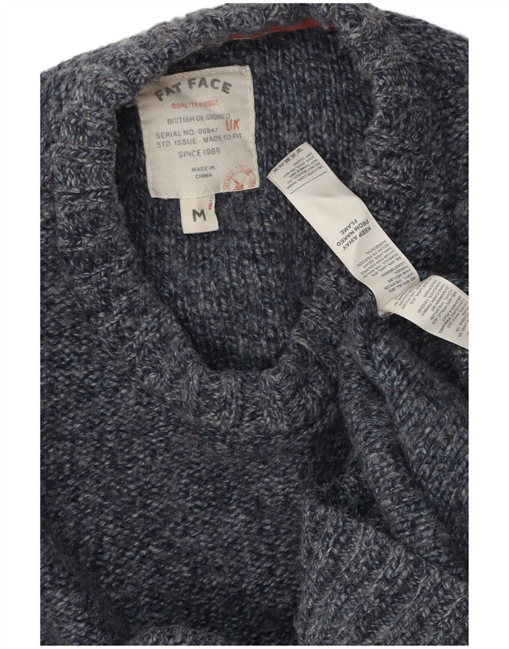 Fat Face Mens Crew Neck Jumper Sweater Medium Navy Blue Flecked Wool
