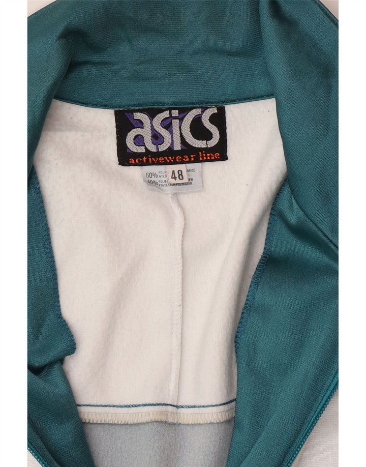 Asics Mens Graphic Tracksuit Top Jacket IT 48 Medium Green Colourblock