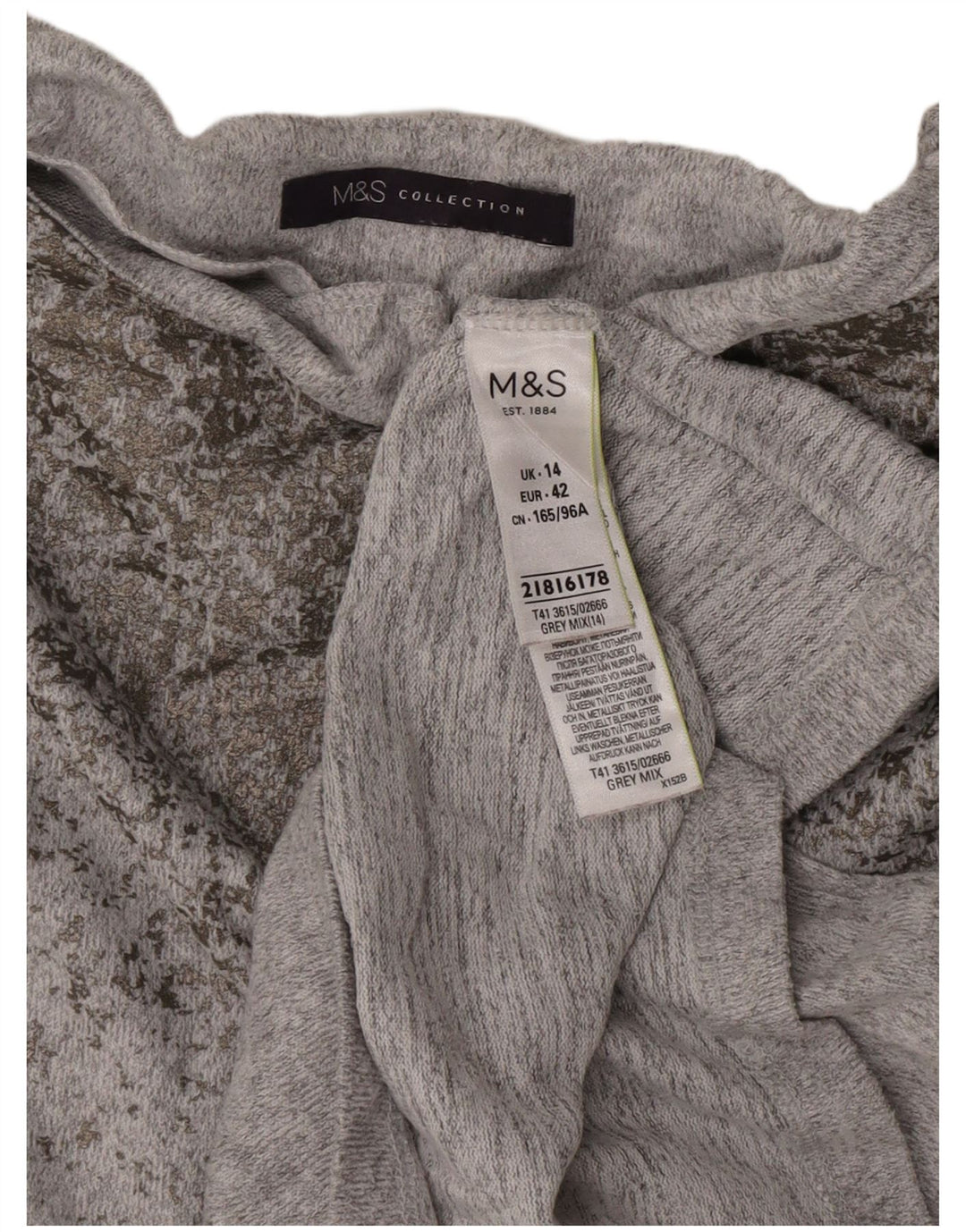 Marks & Spencer Womens Blouse Top UK 14 Medium Grey Flecked Polyester